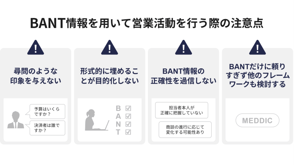 BANT情報を用いて営業活動を行う際の注意点